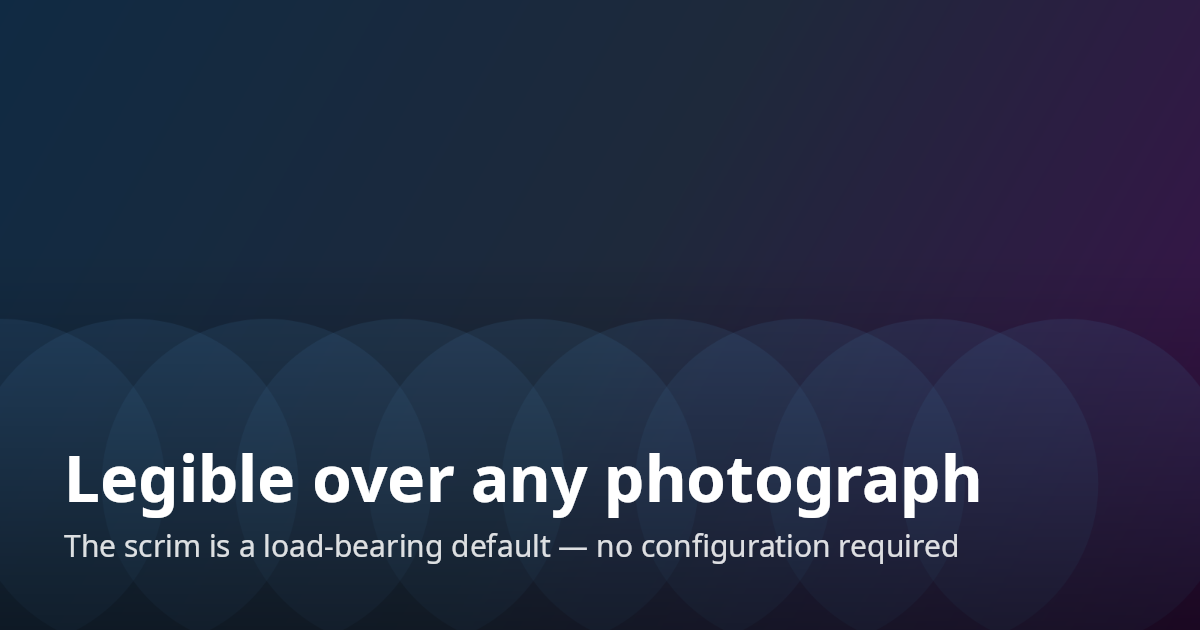 Text over a photo with the automatic scrim